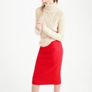 J. Crew Red Wool Straight Pencil Skirt Nwt 10